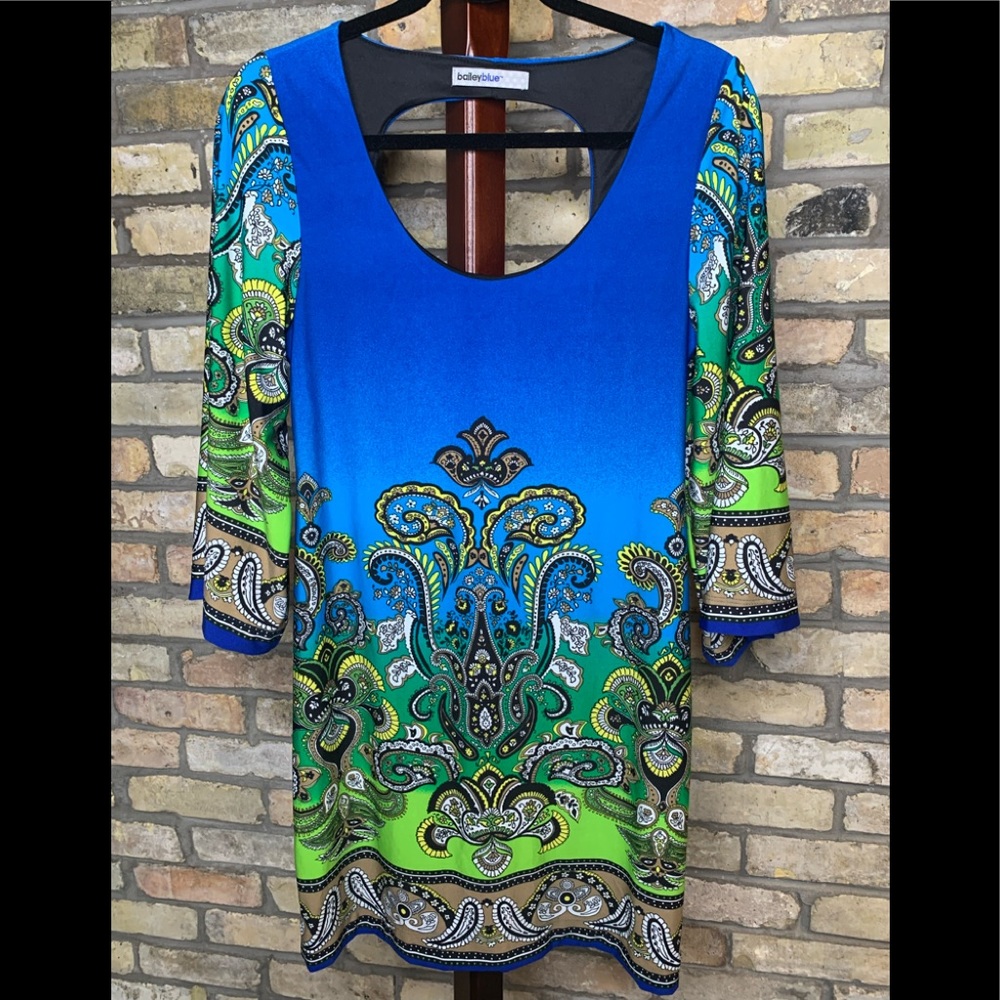Bailey blue Bell Sleeve Paisley Shift Dress